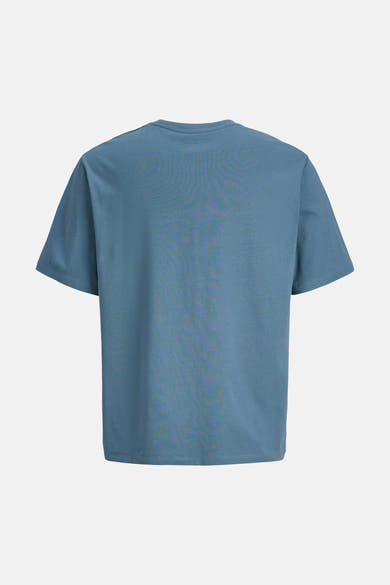 Blauw T-shirt met korte mouwen van ORIGINALS BY JACK & JONES, van achteren gezien, klassieke pasvorm.