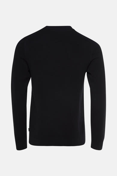 Zwarte rondehals trui van PREMIUM by JACK & JONES, met een subtiele gebreide textuur.