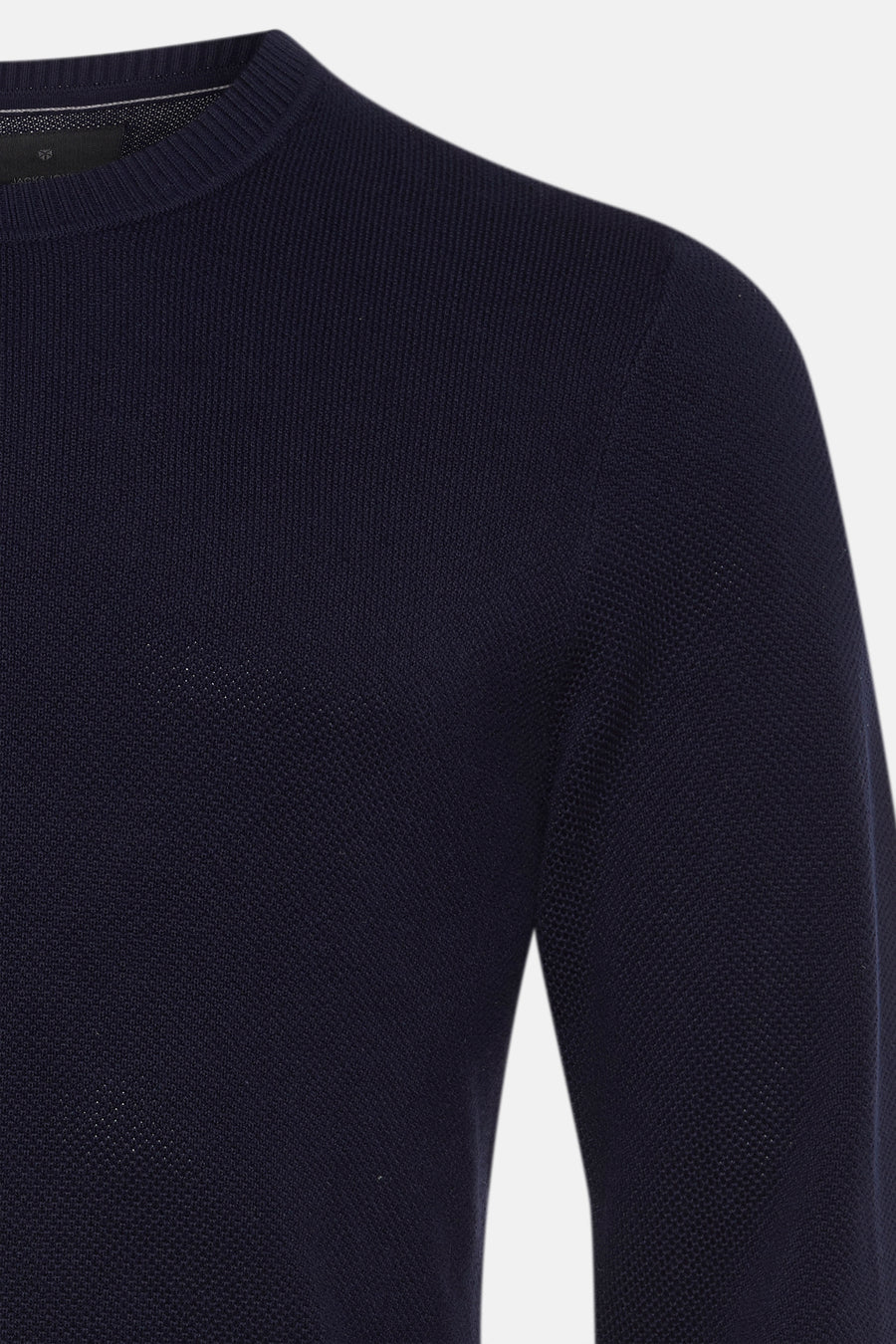Ronde hals trui blauw van PREMIUM by JACK & JONES, in een getextureerd breisel, met lange mouwen.