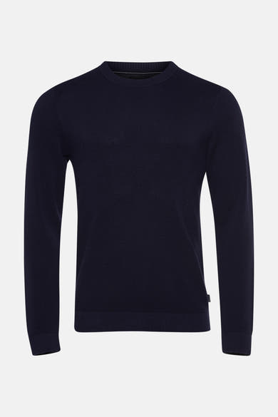 Ronde hals trui blauw van PREMIUM by JACK & JONES, met een subtiele gebreide textuur.
