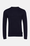 Ronde hals trui blauw van PREMIUM by JACK & JONES, met een subtiele gebreide textuur.