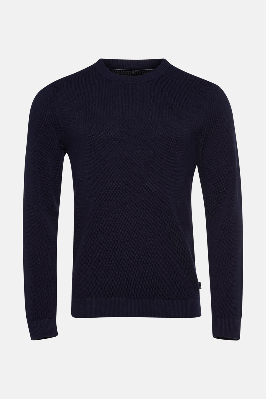 Ronde hals trui blauw van PREMIUM by JACK & JONES, met een subtiele gebreide textuur.