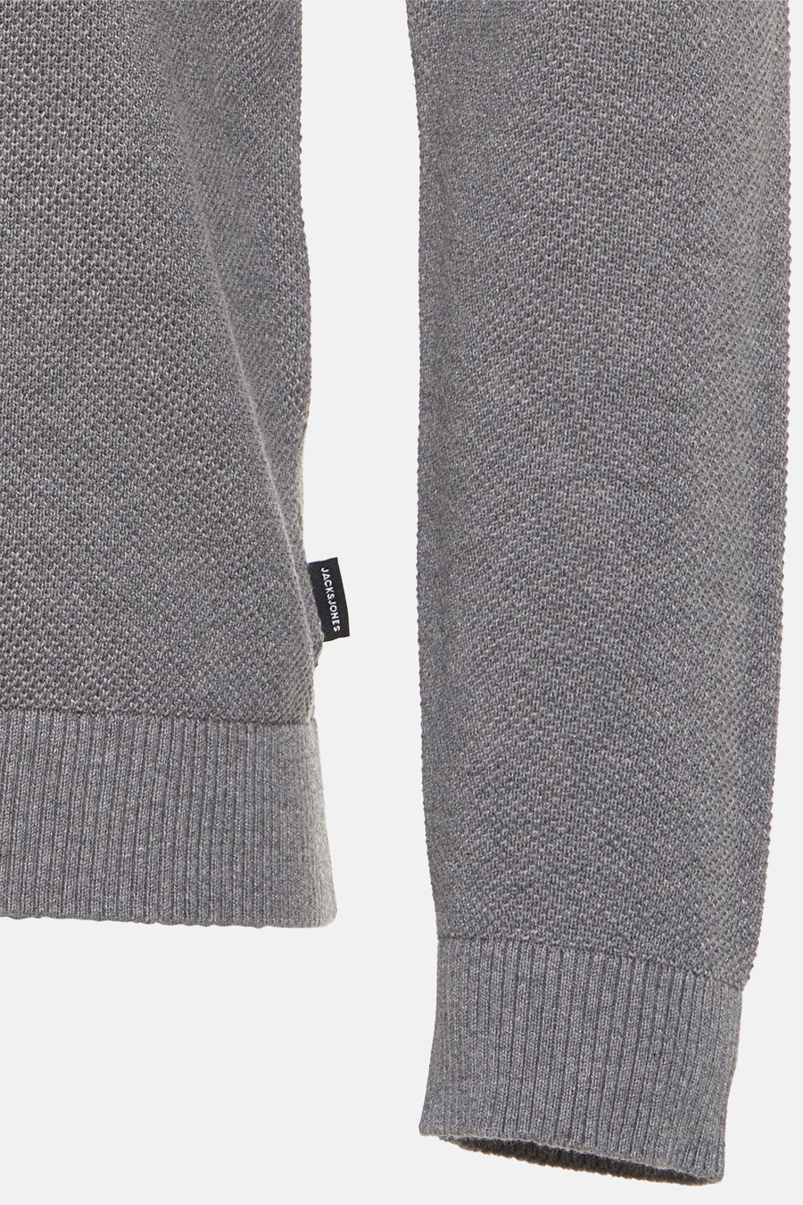 Grijze trui met ronde hals van PREMIUM by JACK & JONES, met een zichtbare gebreide textuur.