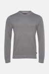 Grijze trui met ronde hals van PREMIUM by JACK & JONES, subtiele gebreide textuur.