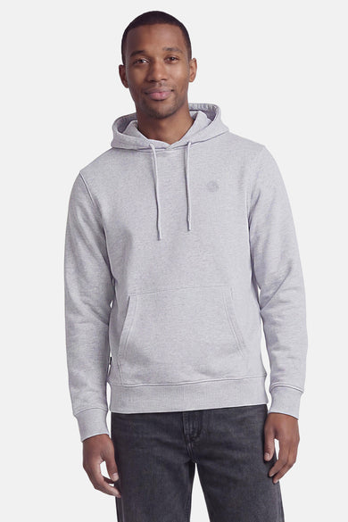 Sweat à capuche gris chiné de PREMIUM by JACK & JONES avec un logo rond sur la poitrine, un cordon de serrage et une poche kangourou.