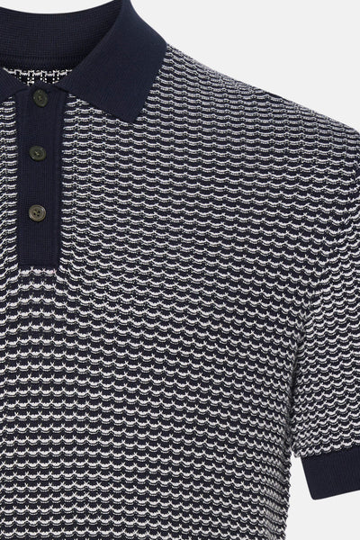 Polo multicolore de PREMIUM by JACK & JONES, avec un motif ondulé texturé et une patte boutonnée.