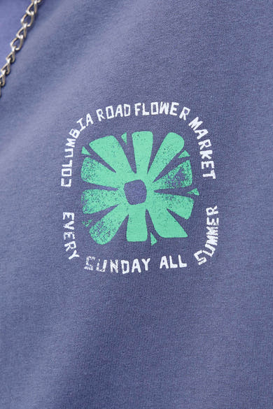 Blauwe T-shirt met korte mouwen van ORIGINALS BY JACK & JONES, met getextureerd bloemenpatroon.
