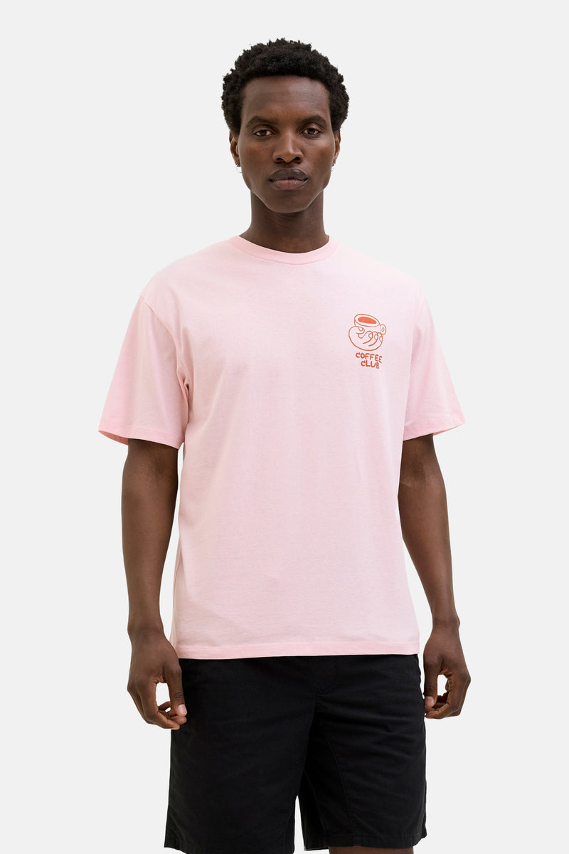 T-shirt à manches courtes rose de ORIGINALS BY JACK & JONES, avec imprimé graphique « Coffee Club ».