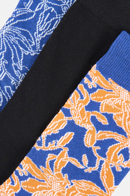 Packs de chaussettes multicolores de ACCESSORIES BY JACK & JONES avec motifs floraux et une paire unie noire.