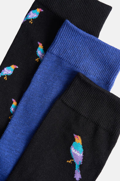 Packs de chaussettes multicolores par ACCESSORIES BY JACK & JONES avec motifs d'oiseaux brodés.