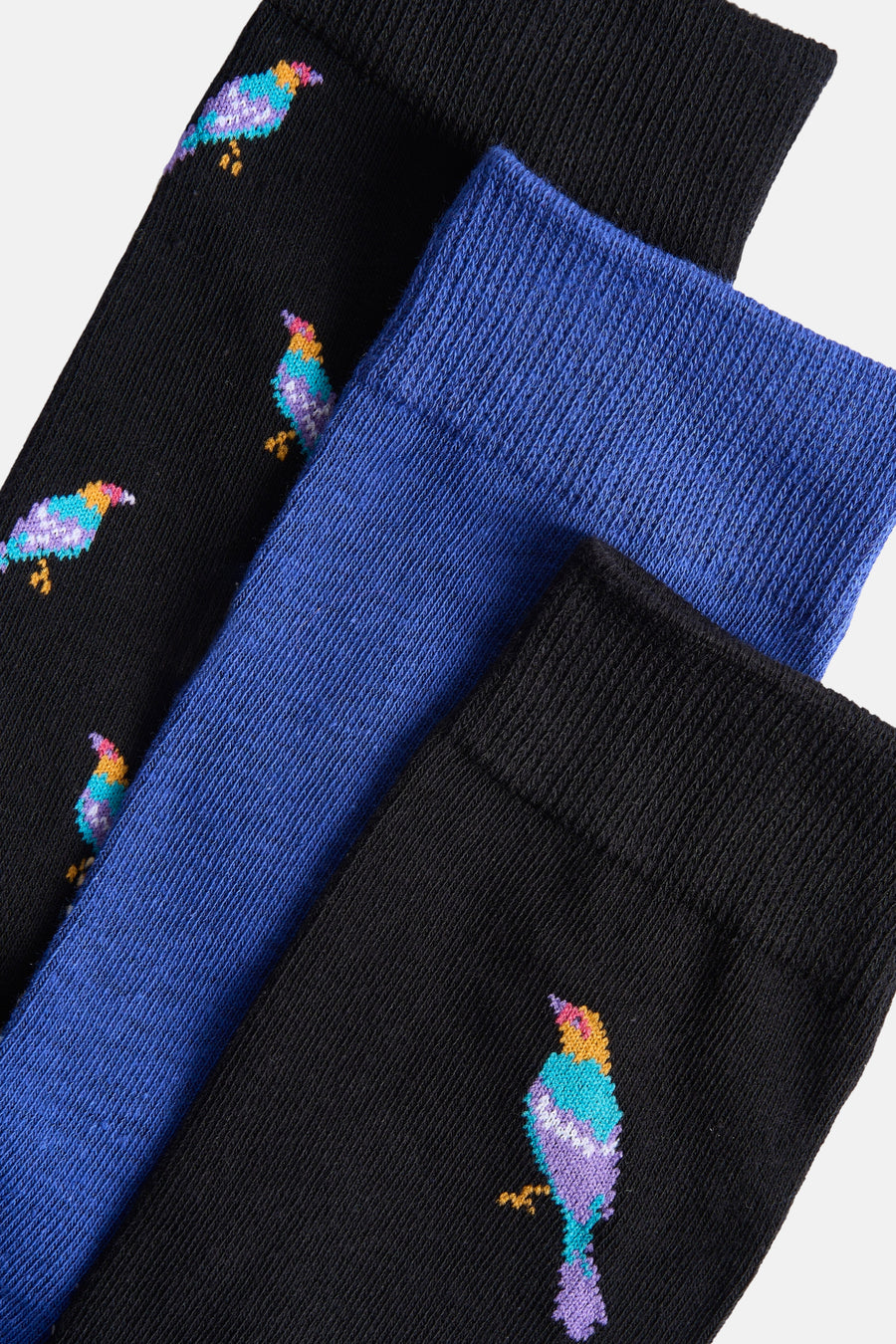 Packs de chaussettes multicolores par ACCESSORIES BY JACK & JONES avec motifs d'oiseaux brodés.