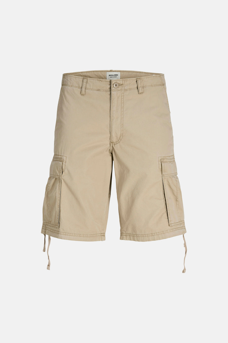 Short cargo beige de JACK & JONES, avec poches latérales et détails de cordon.