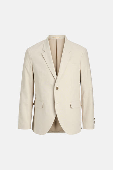 Ecru blazer van PREMIUM by JACK & JONES in getextureerde stof, met twee knopen en klepzakken.