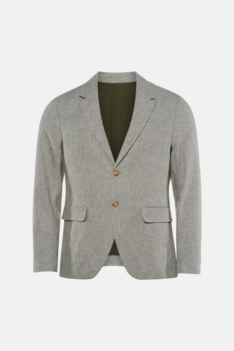 Blazer chiné vert clair de PREMIUM by JACK & JONES à deux boutons, revers crantés, poches à rabat et doublure olive.