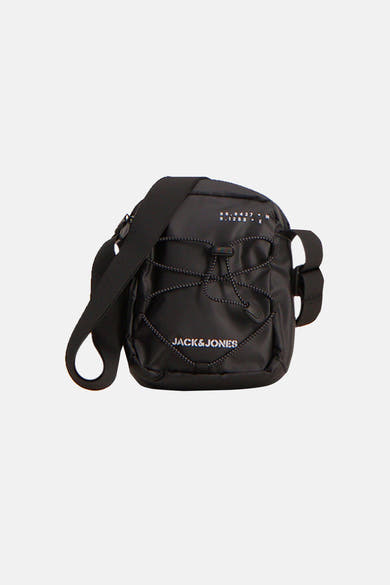 Sac à bandoulière noir de ACCESSORIES BY JACK & JONES, avec cordon de serrage et bandoulière réglable.