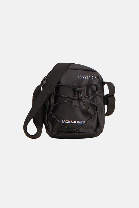 Sac à bandoulière noir de ACCESSORIES BY JACK & JONES, avec cordon de serrage et bandoulière réglable.