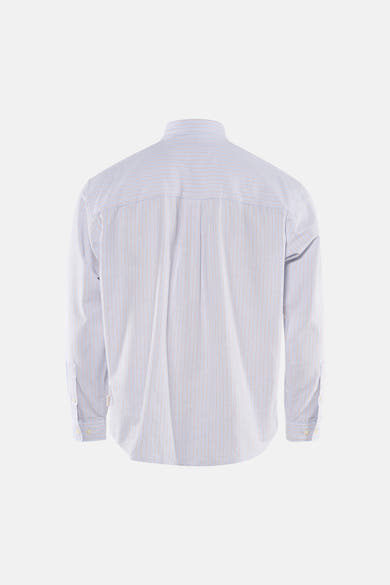 Chemise à manches longues bleue à rayures, par ORIGINALS BY JACK & JONES, vue de dos.