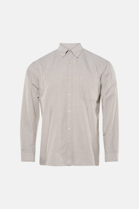 Chemise à manches longues verte par ORIGINALS BY JACK & JONES, rayures verticales blanches, coupe classique.