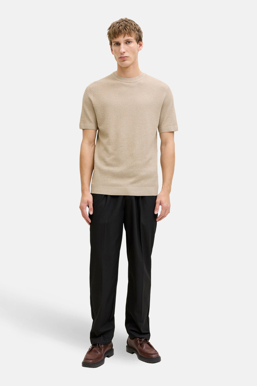 Pull à col rond - beige