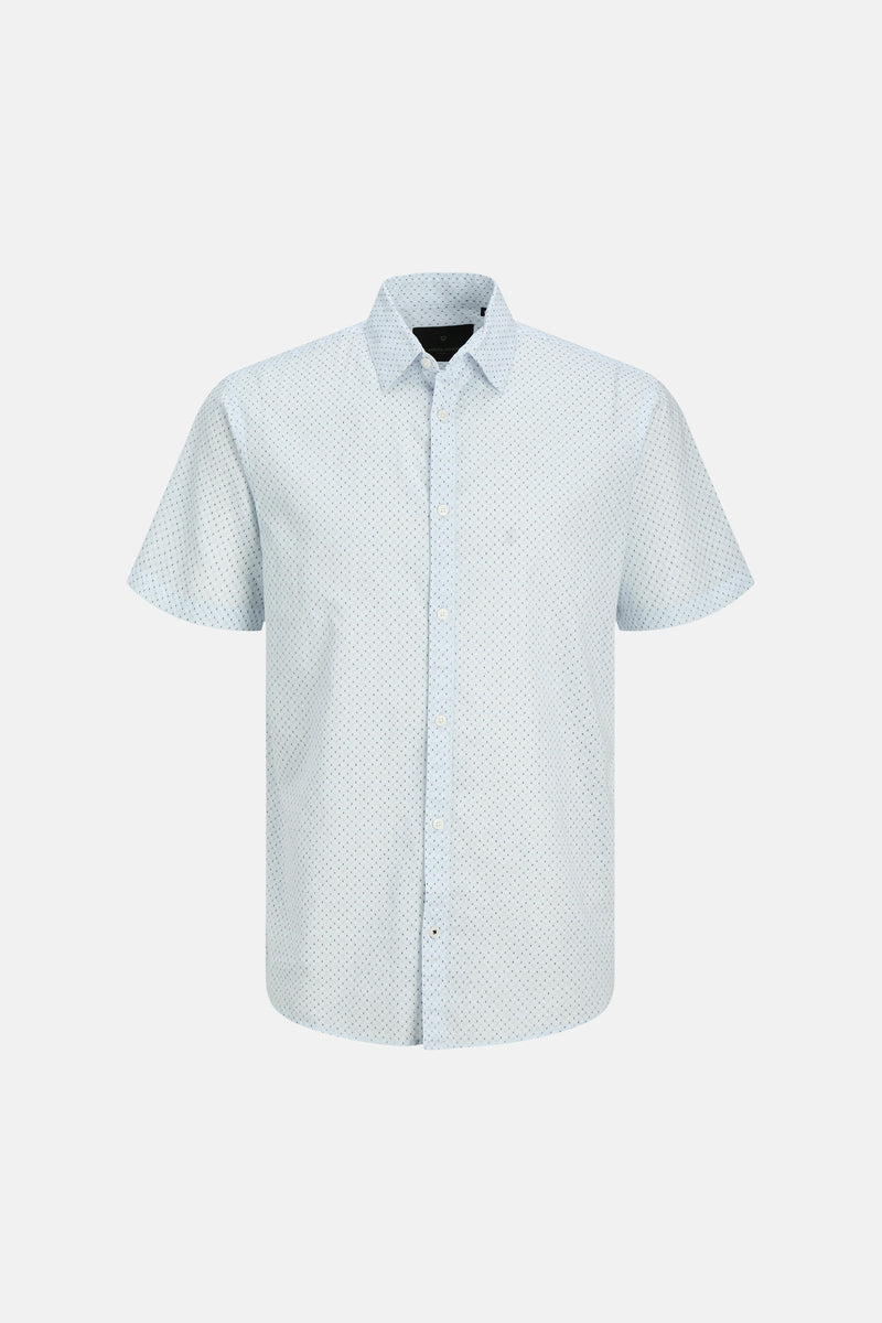 Chemise bleue à manches courtes de PREMIUM by JACK & JONES avec motif à pois discrets.