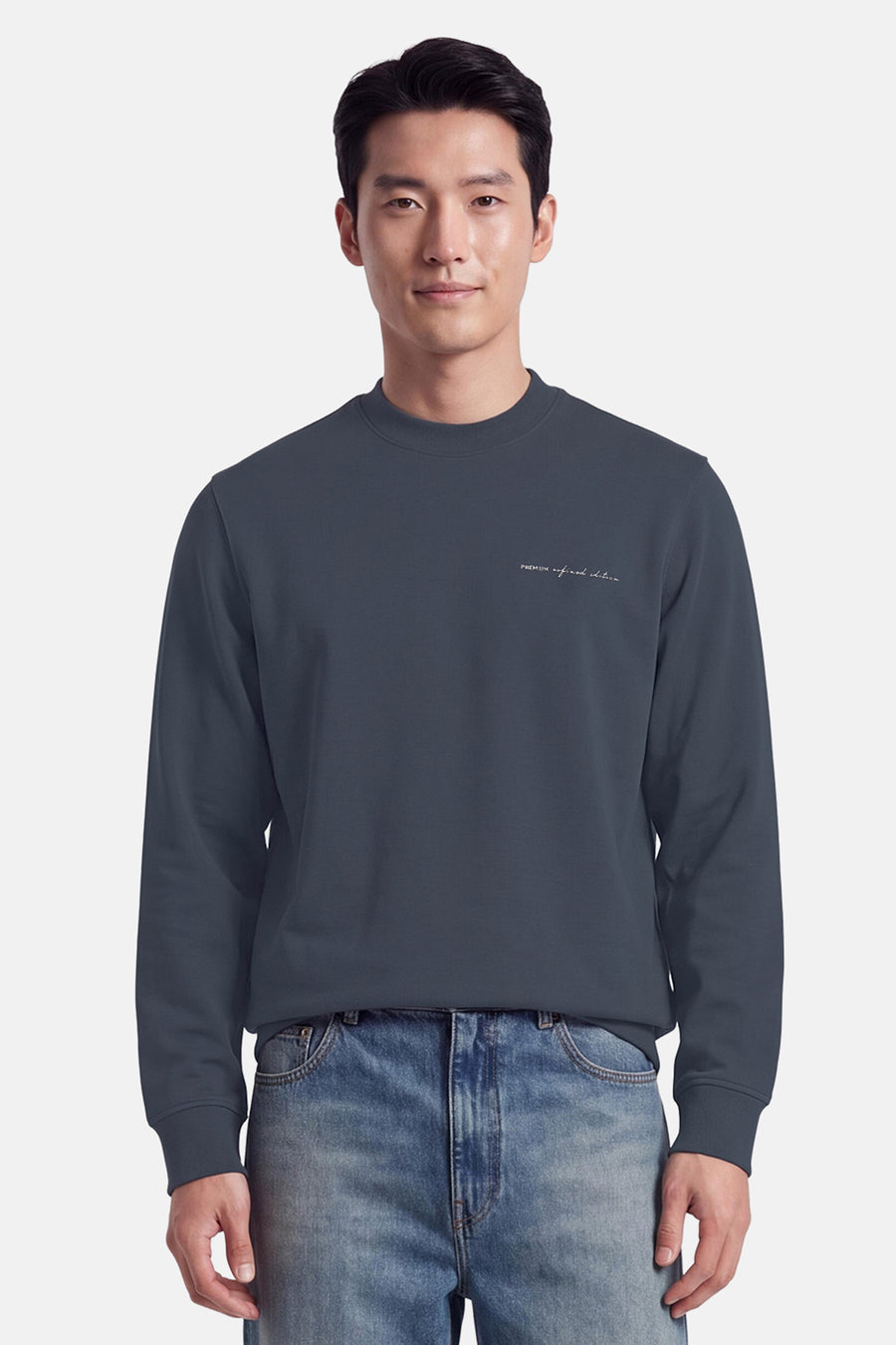 Sweat col O - bleu