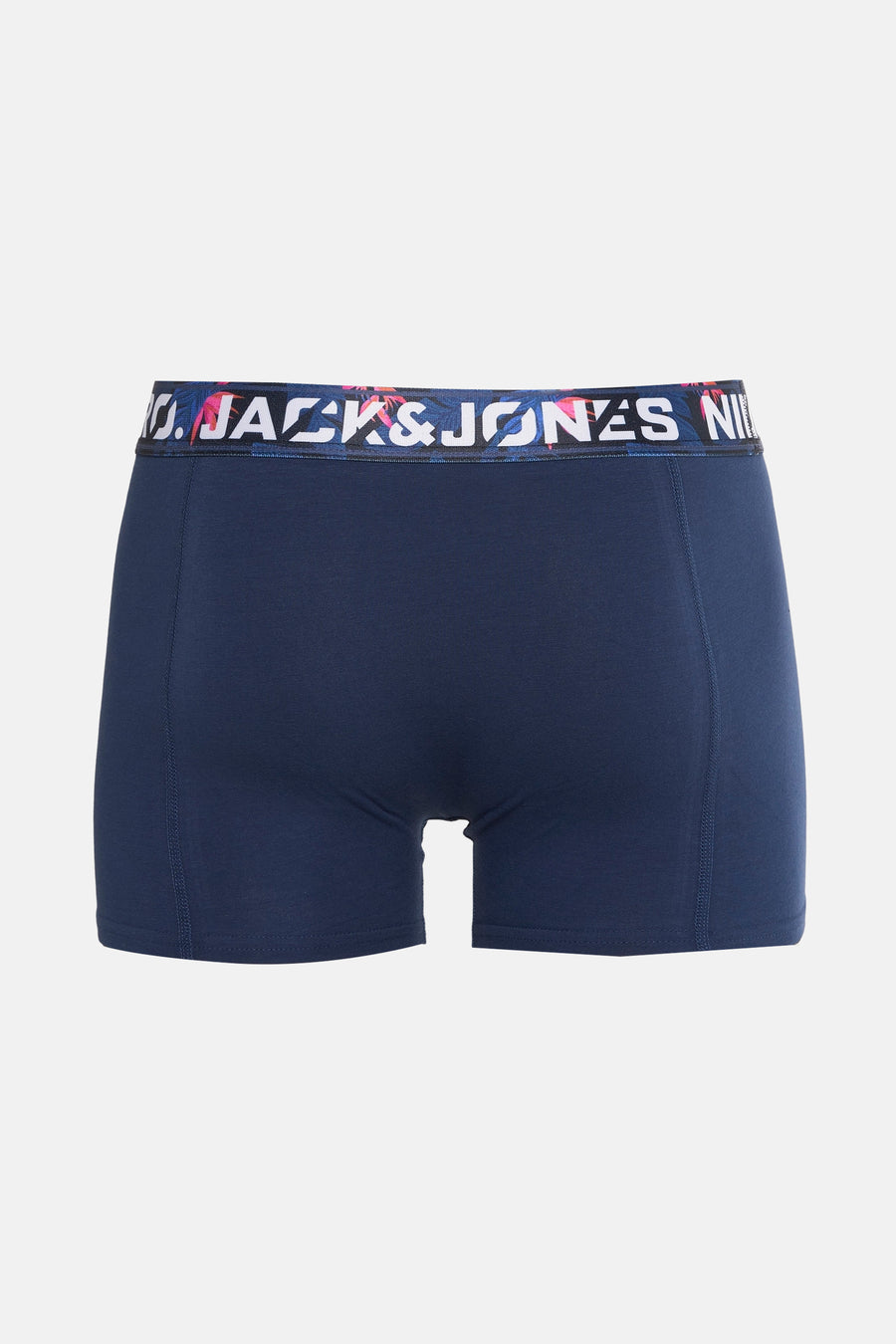 Marineblauwe boxer van ACCESSORIES BY JACK & JONES met een elastische tailleband met bloemenpatroon.