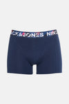 Marineblauwe boxer van ACCESSORIES BY JACK & JONES, met elastische tailleband met bloemenpatroon.