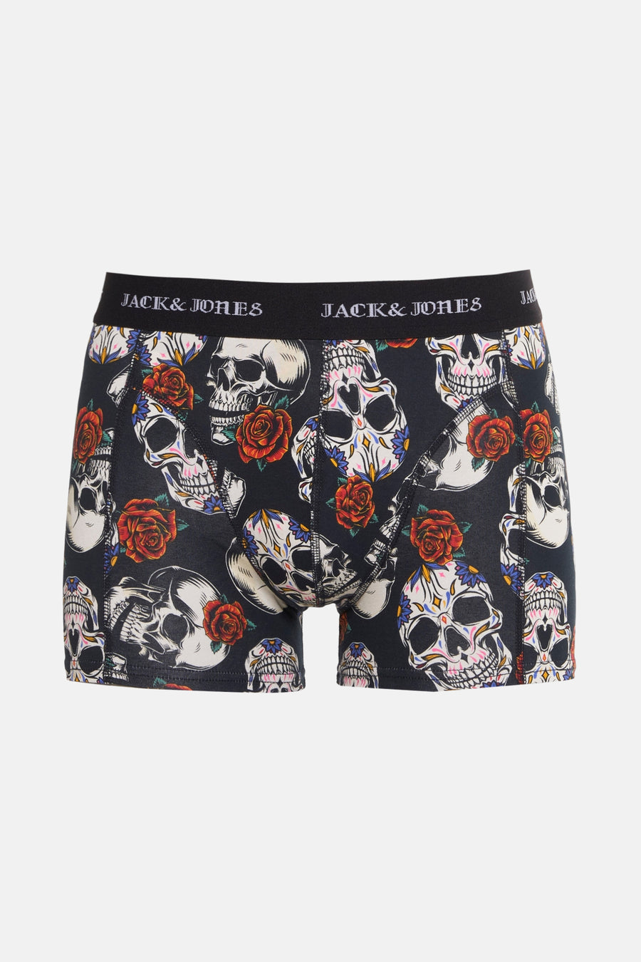Multikleuren boxershort van ACCESSORIES BY JACK & JONES met schedel- en rozenpatroon.