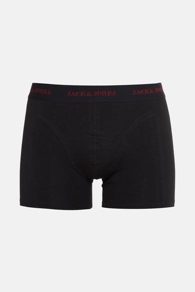 Boxer noir par ACCESSORIES BY JACK & JONES avec logo rouge imprimé sur la ceinture élastique.