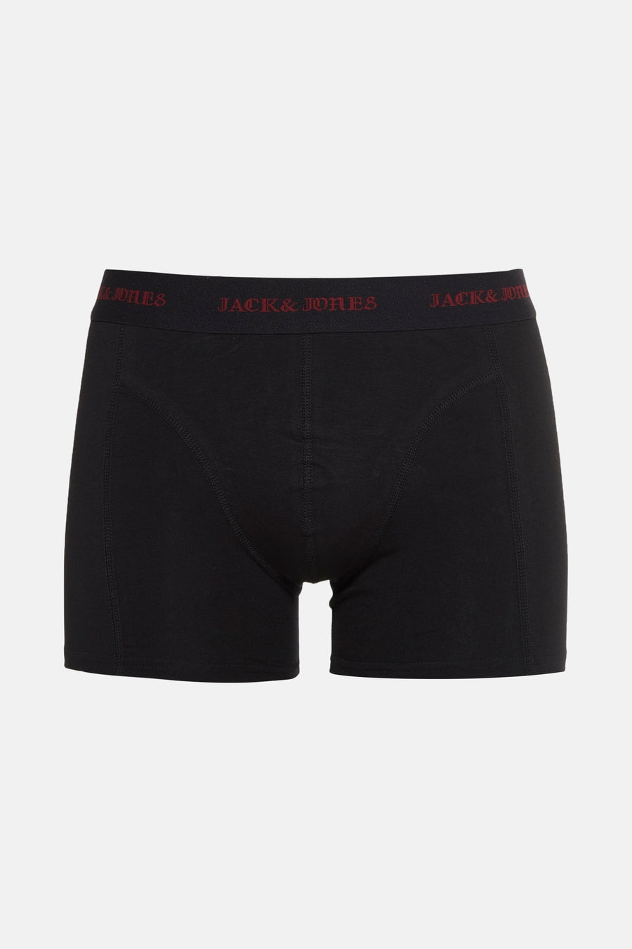 Zwarte boxer van ACCESSORIES BY JACK & JONES met zichtbare elastische tailleband met de merknaam in het rood.