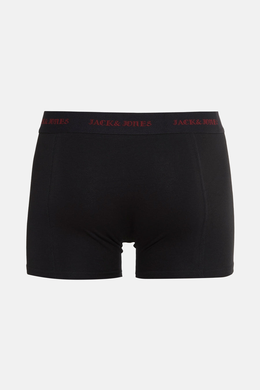 Boxer noir de ACCESSORIES BY JACK & JONES avec ceinture élastique apparente portant le nom de la marque en rouge.