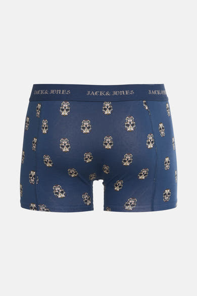 Boxer bleu de ACCESSORIES BY JACK & JONES avec motif de crânes décoratifs répété.