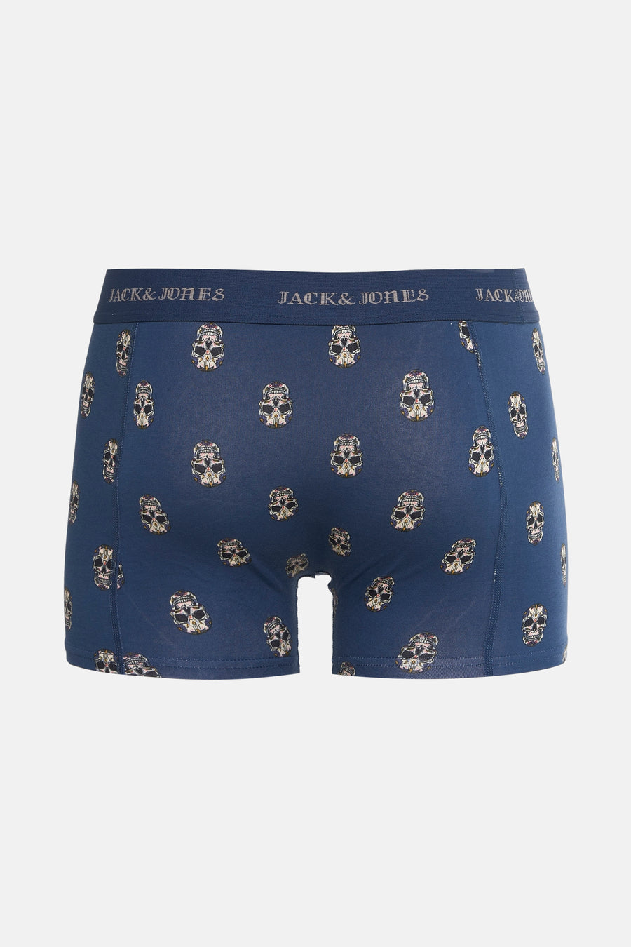 Boxer bleu de ACCESSORIES BY JACK & JONES avec motif de crânes décoratifs répété.
