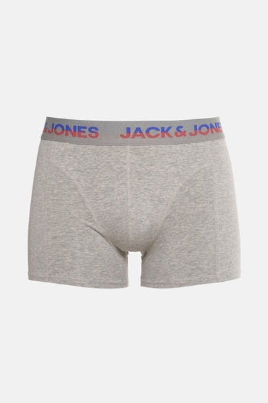 Grijze katoenen boxer van ACCESSORIES BY JACK & JONES met elastische tailleband met logo.
