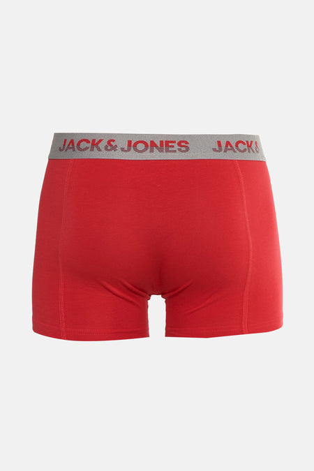 Boxer rouge en coton, de ACCESSORIES BY JACK & JONES, avec ceinture élastique grise logotypée.
