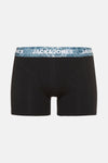 Zwarte boxer van ACCESSORIES BY JACK & JONES met een elastische tailleband met blauw-wit bloemenpatroon.