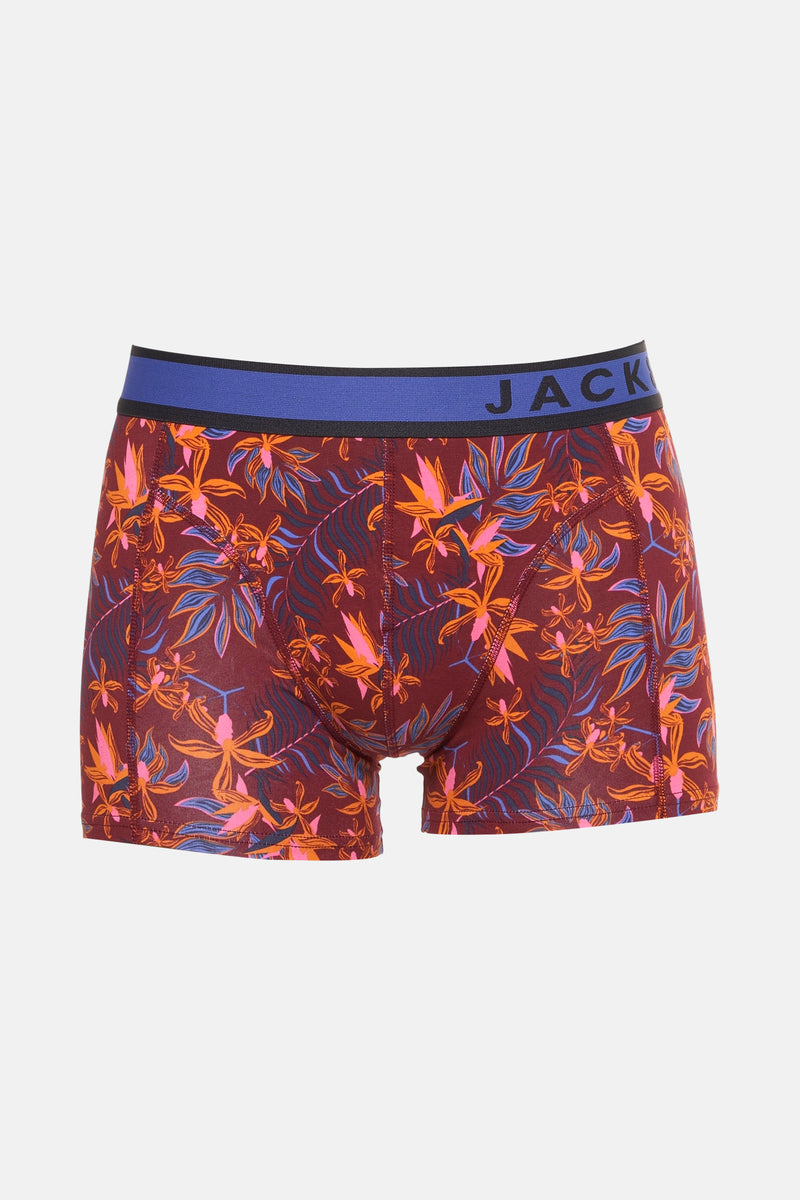 Bordeaux boxer van ACCESSORIES BY JACK & JONES met kleurrijk bloemenpatroon.
