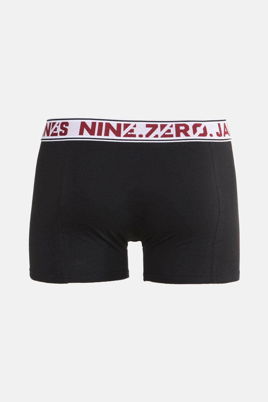 Zwarte boxer van ACCESSORIES BY JACK & JONES, met een witte elastische tailleband met bordeauxrode logo.