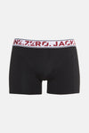 Zwarte boxer van ACCESSORIES BY JACK & JONES, met een witte en bordeauxrode elastische tailleband.