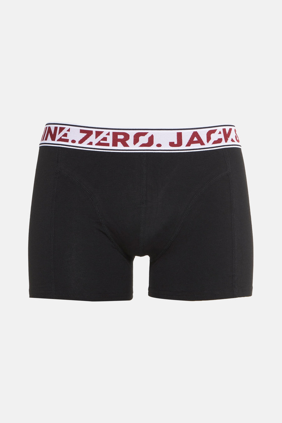 Zwarte boxer van ACCESSORIES BY JACK & JONES, met een witte en bordeauxrode elastische tailleband.