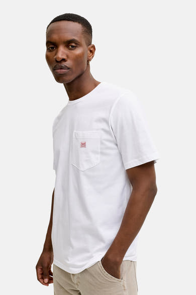 Wit T-shirt met korte mouwen van PREMIUM BLUE by JACK & JONES, met een vierkante borstzak.