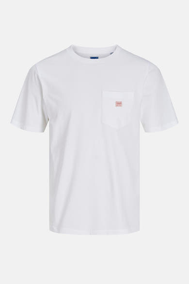 Wit T-shirt met korte mouwen van PREMIUM BLUE by JACK & JONES, met een vierkante borstzak.