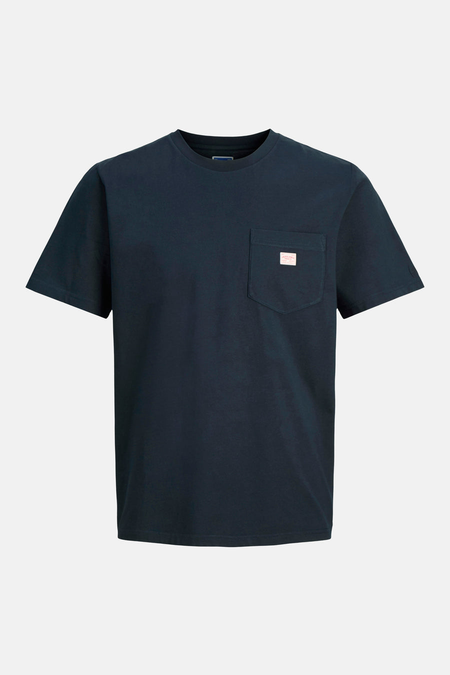 Blauw T-shirt met korte mouwen van PREMIUM BLUE by JACK & JONES met borstzak en logolabel.