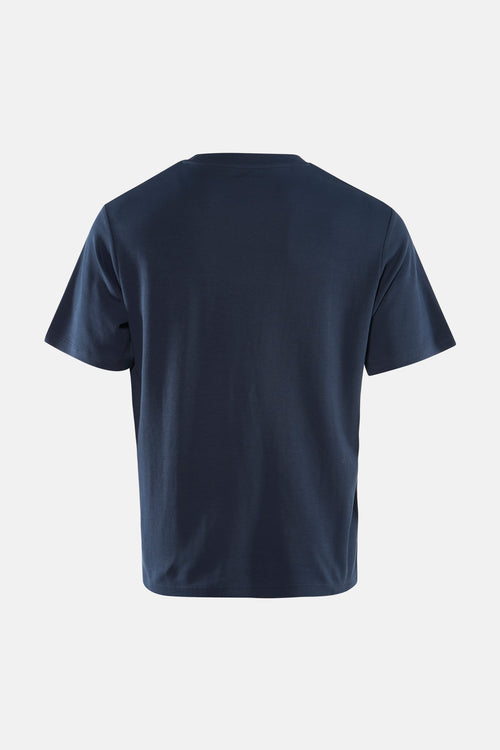 T-shirt bleu à manches courtes de JACK & JONES, vue de dos, sur fond uni.