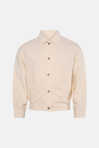 Veste beige de PREMIUM by JACK & JONES avec col classique, boutons-pression gris et poches latérales.