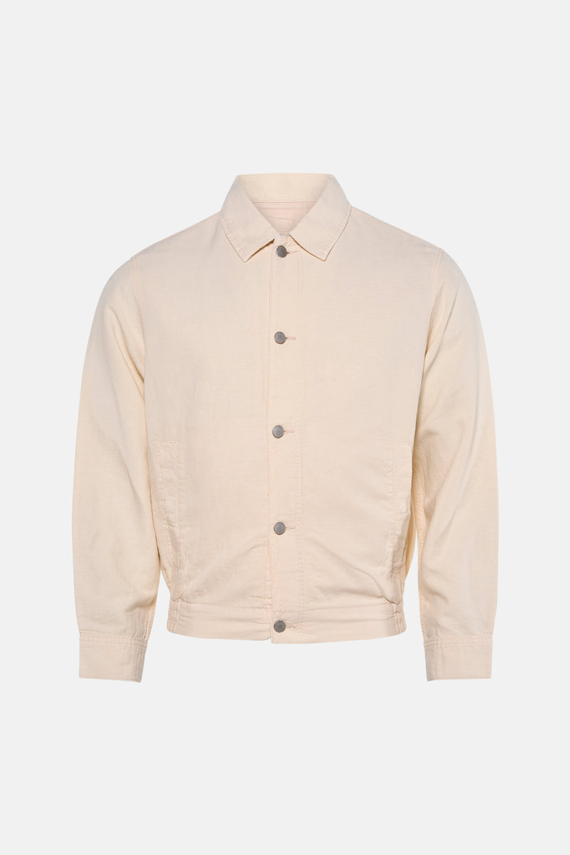 Veste beige de PREMIUM by JACK & JONES avec col classique, boutons-pression gris et poches latérales.