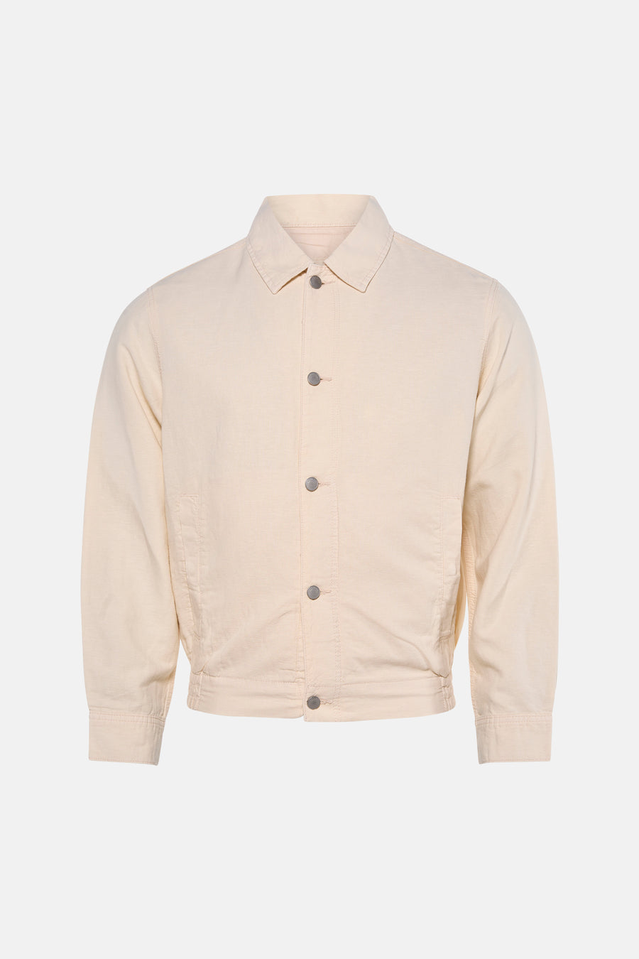 Veste beige de PREMIUM by JACK & JONES avec col classique, boutons-pression gris et poches latérales.