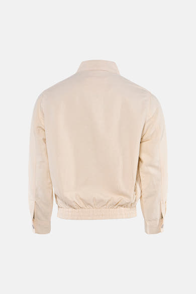 Veste beige de PREMIUM by JACK & JONES, vue de dos, avec un col chemise et un ourlet élastiqué.
