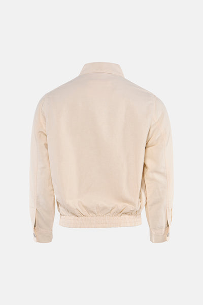 Veste beige de PREMIUM by JACK & JONES, vue de dos, avec un col chemise et un ourlet élastiqué.