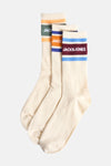 Set van ecru sokken ACCESSORIES by JACK & JONES, met gekleurde strepen en logo-opdruk.